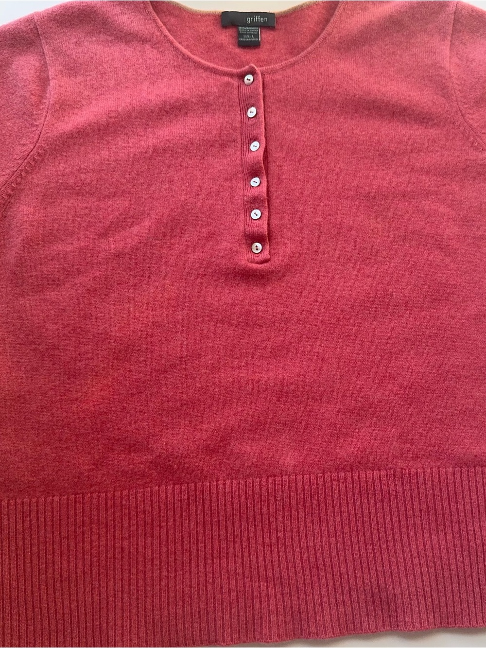πΊ Griffen 100% Cashmere Short Sleeve Sweater β’ Pink Raspberry Tea β’ L πΊβπ - Picture 2 of 7